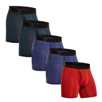 5pcs Men Underpants Medium-Long Men's Panties BONITOS Letter Waistband Boxer Briefs Front Open Boxers Underwear Man Shorts XXL black