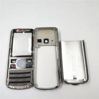 Priekinis vidurinis rėmelis Galinis dangtelis Baterijos dėklas Nokia 6700 6700C Classic telefonui Pilnas korpusas su anglų ir rusų klaviatūra Silver English gray