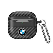 For Airpods 1/2/3/4/Pro Earphone Case Carbon Fiber Bluetooth Headset Shell With Carabiner Keychain For BMW X1 X2 X3 X5 X4 X6 X7 gray