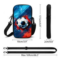 Sportinio Futbolo Kamuolio Rašalo Taškų Grafikos Kryžinė Telefono Rankinė, Lengva Reguliuojama Juosta Maža Kišeninė Piniginė, Madinga Šventinė Dovana Šventiniai Aksesuarai 0.175mX0.1m black