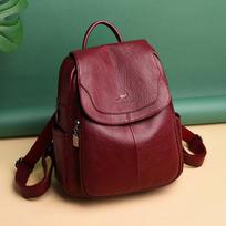 Schoolbag Genuine Leather Backpack Women's 1011 Summer New Fashion Versatile Soft Leather Cowhide Textured Large Capacity Travel Bag One size fits all black