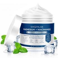 Smooth Lab Magnio šaldanti kremas su niacinamidu, 529oz Vėsinantis kūno drėkiklis kaklui, pečiams, nugarai, kojoms ir pėdoms white