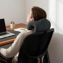 Biuro kėdės galvos atrama Ergonomiška kaklo pagalvėlė poilsio pertraukai, darbo vietai, Džentelmeno pilka Black black