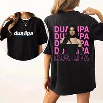 Koncertinė Dua Lipa juoda marškinėliai Unisex Koncertiniai Muzikiniai Marškinėliai 2025 Marškinėliai Unisex Marškinėliai L black