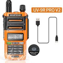Baofeng UV 9R Pro V2 IP68 Waterproof Walkie Talkie Tri-Power Type-C Charger Dual Band Transceiver Ham Two Way Radio Marine Radio EURO oranžinė