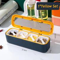4 Grids Seasoning Box Spice Jar Kitchen Organizer and Storage Spice Jars Salt and Pepper Shakers Container  Spice Container Set geltona