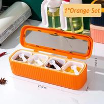 4 Grids Seasoning Box Spice Jar Kitchen Organizer and Storage Spice Jars Salt and Pepper Shakers Container  Spice Container Set oranžinė