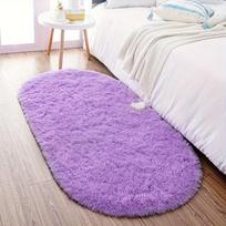 Dažytas raštais Ovalus Ilgas Plaukuotas Kilimas Svetainės Sofos Kavos Stalo Kilimėlis Minkštas Vaikų Miegamojo Lovos Šoninis Kilimas Namų Dekoras 40x120cm 16x47inch violetinė