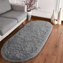Dažytas raštais Ovalus Ilgas Plaukuotas Kilimas Svetainės Sofos Kavos Stalo Kilimėlis Minkštas Vaikų Miegamojo Lovos Šoninis Kilimas Namų Dekoras 40x120cm 16x47inch pilka spalva
