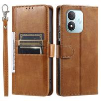 Dėklas Xiaomi Redmi Note 17 5G, 17 4G Retro PU odos atverčiamas piniginės tipo dėklas su daug kortelių lizdų Redmi Note 17 4G ruda