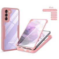 360 viso korpuso silikoninis dėklas, skirtas Samsung Galaxy S23 S22 S21 Ultra Plus Fe A53 5G A73 A33 A23 A13 smūgiams atsparus ekrano plėvelės dangtelis A13 5G rožinė