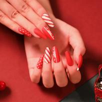 24 vnt./komplektas Quick Nails kalėdinis manikiūras raudona snaigė ilga baleto dirbtiniai nagai, atsparūs vandeniui, nešiojami, paruošti nagų lipdukai auksas/balta