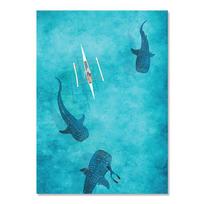 Mėlynas Jūrinis Plakatas Drobė Tapyba Bangininis Ryklys Mantos Rajos Slenksčiai Jūra Sienos Menas Paveikslas Svetainei Interjero Tapyba Dekoravimas 21x30cm No Frame blue
