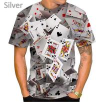 3D Spausdinti žaidimo kortos Pokeris Marškinėliai vyrams moterims Juokingi žaidimo kortų marškinėliai Asmeniški Laisvalaikio trumpomis rankovėmis Hip Hop marškinėliai XXXL gray