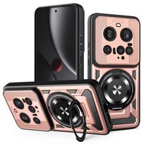 Heavy Duty Armor Case For Xiaomi 15 Ultra Mi 14 Ultra Protective Cover Ring Stand Holder Shockproof Fundas Coque Capa Xiaomi 14 Ultra rožinio aukso spalvos