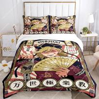 Anime Demon Slayer Print Bedding Set 2/3pieces Nezuko Bed Linen Queen Double Single King Size Duvet Cover Set Boys Adults Gift EU single(135x200cm) gray
