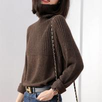 Autumn Winter Loose Knitted Turtleneck Women Sweaters Solid Color Fashion Elegant Casual Simple Thickened Tops Solid Color Plullover Clothing One Size tamsiai ruda spalva