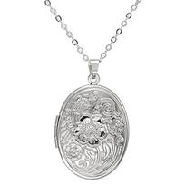 Locket Pendant Necklace Engraved Hold Photo Pendant Necklace Carved Pattern Oval Round Pendant Necklace Love Keepsake Jewelry sidabras