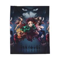 Demon Slayer Characters Velveteen Plush Blanket | Anime Scene Throw 30x40in gray