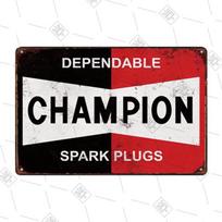 Retro Decorative Card Board GNK Champion Garage Gas Station Wall Sticker Metal Sign Tin Plate Wall Decoration Home Decoration 20x30cm（7.8x11.8inch） black