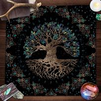 Gyvybės medis Tarot kortos staltiesė Mėnulio fazės Augalai Stalo servetėlė Tarot ragana Wicca Altoriaus servetėlė Būrimo servetėlė Kortų padėkliukas 75x75cm 29x29inch