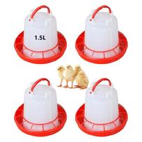 Plastic Poultry Feeder Waterer Bundle with 4 Spill Proof Feeder 2 Leakproof Waterer For Chicks Duckling Feeding Solution white