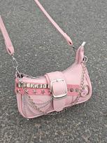 Niche Design Y2K Spice Girl Armpit Bag Versatile Messenger Bag Trendy Pink Star Baguette Shoulder Bag rožinė