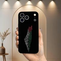 Meno Siuvinėjimas-Palestina-ES dėklas iPhone 17,16,15,14,13,12,11,Plus,Pro Max,XS,X,XR,SE,Mini,8,7,Minkštas Silikoninis Juodas Dangtelis iPhone17Pro black