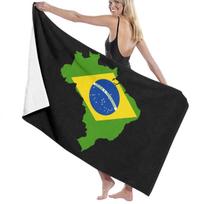 Brazilijos Vėliavos Plaukimo Tekstilės Rankšluostis Suaugusiems Sugeriantis Vonios Rankšluostis Moterims Vyrams Chalatai Super Minkštas Mikropluošto Audinys Patogus Rankšluostis W80*H130(CM)
