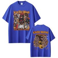 Kanye West College Dropout Featuring The Hits Tshirt Unisex Women Harajuku High Street T Shirts Cotton Casual Short Sleeve T Shirt M brown
