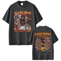 Kanye West College Dropout Featuring The Hits Tshirt Unisex Women Harajuku High Street T Shirts Cotton Casual Short Sleeve T Shirt XL gray