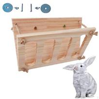 Wood Hay Feeder, Food Manger Dispenser Container Multifunctional Cage Accessories Holder for beige