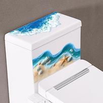 3D Self Adhesive Starfish Seashell Toilet Tank Sticker Waterproof Beach Style for Home Rental Bathroom Decoration 1pc blue