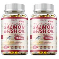 Laukinio lašišos aliejaus kapsulės, 1000 mg, žuvų taukai, kurių sudėtyje yra Omega-3 EPA ir DHA, tinka suaugusiems. 120*2