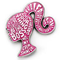 Barbie Sparkly Silhouette Enamel Pin Badge gray