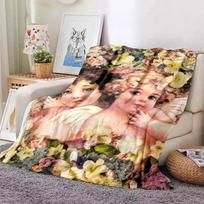 Vintage Angle Cherubs Blanket Art Painting Flannel Blanket Gift for Children Soft Thin Blanket Sofa Couch Bedspread Size: 75*100cm, Weight: 230 GSM