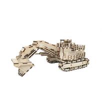 OUZEY 3D Wooden Excavator Puzzle DIY Wooden Blocks Construction Vehicle Model Kit Educational Assembly Toy Gift for Kids beige