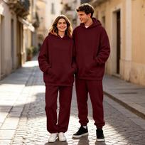 Unisex - Pamušalo su gobtuvu džemperio komplektas su spauda, laisvalaikio gatvės stiliaus drabužiai vyrams ir moterims XL gray