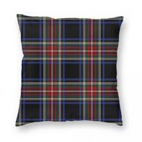 Stewart Clan Black Tartan Pillowcase Polyester Linen Velvet Creative Zip Decor Throw Pillow Case Sofa Seater Cushion Case 55cmx55cm(22x22Inch) black
