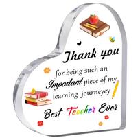 2D Flat, 1pc Teacher Appreciation Gift, Heart-Shaped Acrylic Plaque, Expressing Respect for the  Best Teacher,  Suitable for Christmas, Teacher's Day, 10x10cm white