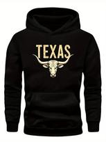 Texas Longhorn Steer Graphic Plus Size Hoodie - Casual M beige