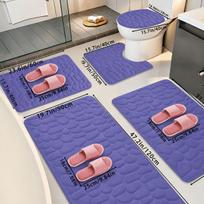 Pebble Embossed Non-Slip Bathroom Floor Mat - Water Absorbent & Thickened for Toilet and Doorway Use U-shaped 40*50cm Coral Velvet tamsiai mėlyna spalva
