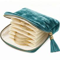Velvet Travel Jewelry Pouch Portable Zippered Dustproof Storage Bag for Rings Earrings Bracelets Soft Organizer
