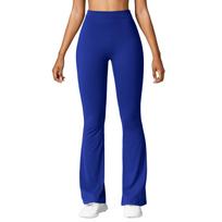 Fashion Micro Horn Leggings Women V-back Waist Sports Pants High Waist Push Up Butt Gym Pants Solid Slim Casual Leggings XL blue
