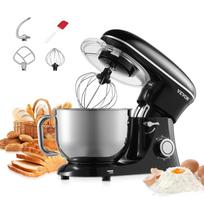 VEVOR stacionarus maišytuvas, 6 QT tešlos maišytuvas, 1400W 6 + P greičiai, pakreipiamas galvutė, maisto maišytuvas su nerūdijančio plieno dubeniu, tešlos kabliu, plaktuvu, plokščiu maišytuvu, grandikliu 45.6 x 24 x 33.2 cm