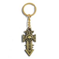 Warhammer 40K Crusade Gold-Plated Skull Cross Keychain - Retro Couple's Gift beige