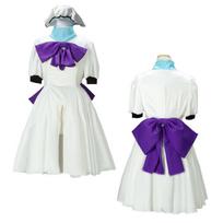 Anime When They Cry Higurashi no Naku Koro ni Rena Ryuugu Halloween Cosplay Costume with Hat and Wristbands XL&Men white