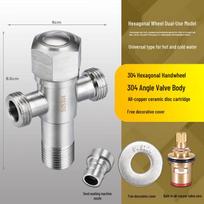 304 Stainless Steel 3-Way Angle Valve with Dual Outlets for Toilet & Water Heater