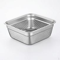 Kvadratinis nukoštuvo ir sieto rinkinys, stačiakampis nerūdijančio plieno dubuo su filtru, plokščiadugnis japoniškas 30CM gray