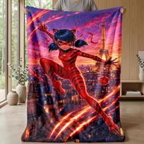 Miraculous Ladybug Cozy Flannel Blanket, Comfortable Warm Throw Blanket for Bedroom Sofa Home Use 100cmx150cm